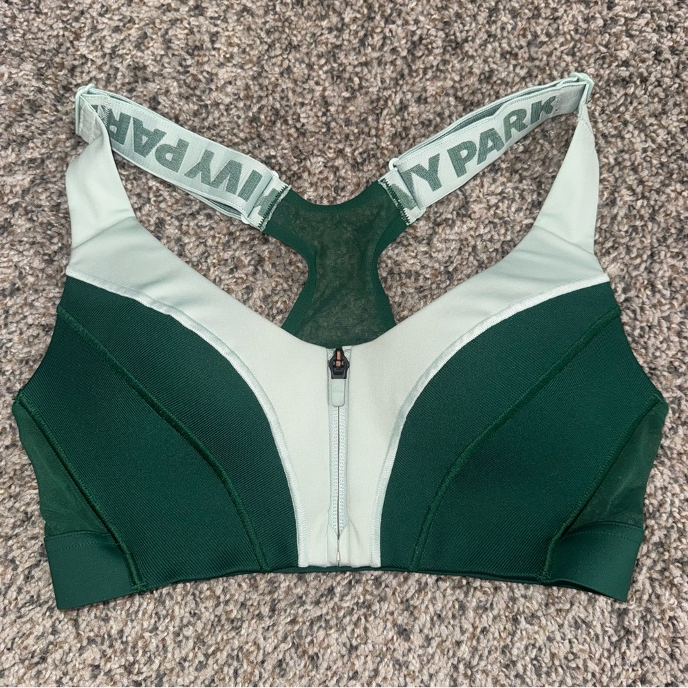 adidas x IVY PARK Dark Green & Mint Mesh Front-Zip Sports Bra